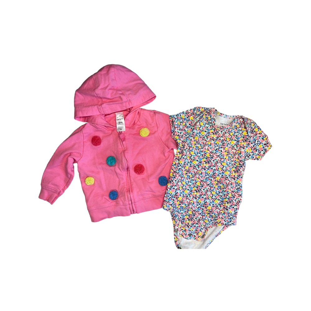 Matching pink hoodie and onsie. Infant girls. Size 6 months.